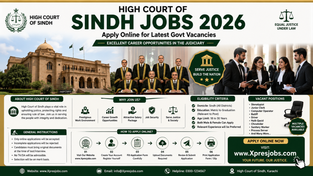 High Court of Sindh Jobs 2026 – Apply Online for Latest Govt Vacancies