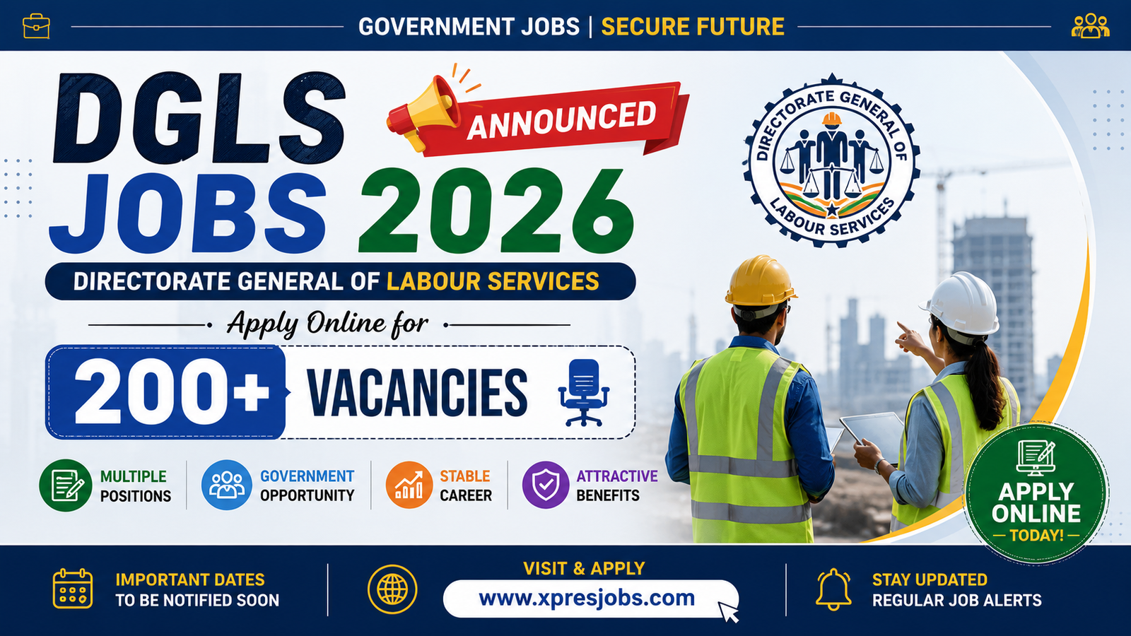 DGLS Jobs 2026 Announced – Apply Online for 200+ Directorate General of Labour Services Vacancies