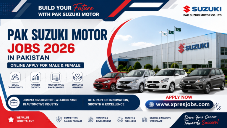 Pak Suzuki Motor Jobs 2026 in Pakistan | Online Apply for Male & Female